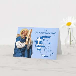 St. Andrew med Flagga-Karta av Greklands högdagsko Kort