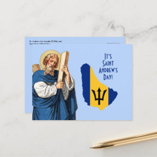St. Andrew med Flagga-Karta på Barbados-festdagspo Vykort