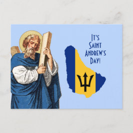 St. Andrew med Flagga-Karta på Barbados-festdagspo Vykort