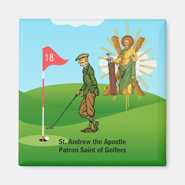 St. Andrew och Dapper Male Golfer Magnet (Framsidan)