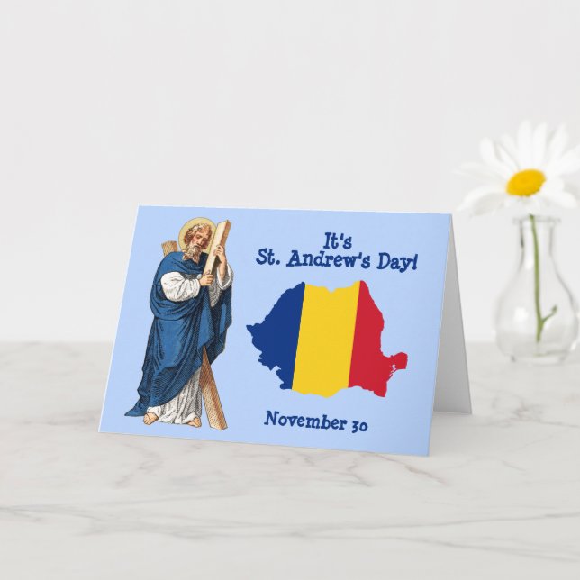 St. Andrew och Flagga-Karta på Rumänien Feast Day  Kort (Liten växt)