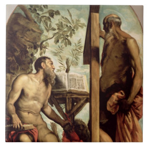 St Andrew och St Jerome Kakelplatta