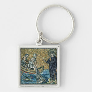 St Andrew och St Peter Fyrkantig Silverfärgad Nyckelring