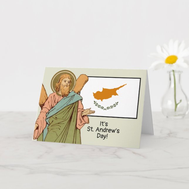 St. Andrew (RLS 01) med Flagga av Cyperns helgdag Kort (Liten växt)