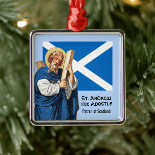 St. Andrew the Apostle och Skottlands Flagga Julgransprydnad Metall