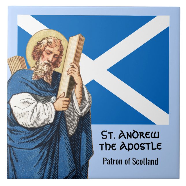St. Andrew the Apostle och Skottlands Flagga Kakelplatta (Framsidan)