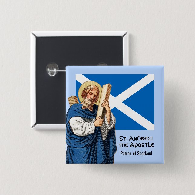 St. Andrew the Apostle och Skottlands Flagga Knapp (Framsida & baksida)