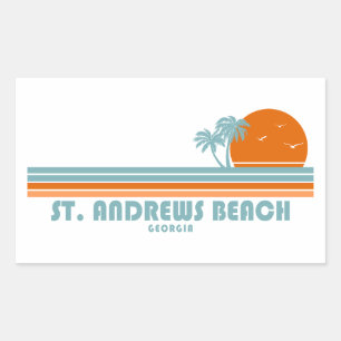 St. Andrews Beach Georgia Sol Palmträd Rektangulärt Klistermärke