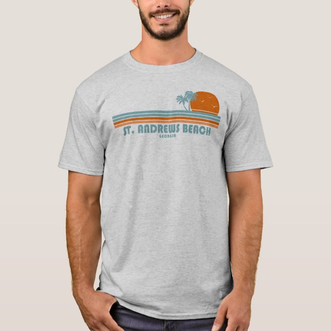 St. Andrews Beach Georgia Sol Palmträd T Shirt (Framsida)