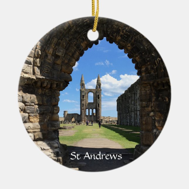 St Andrews Scotland Britain Cathedral Church Ruins Julgransprydnad Keramik (Framsidan)