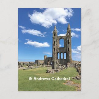 St Andrews Scotland Cathedral Ruins Sunny Himlar Vykort