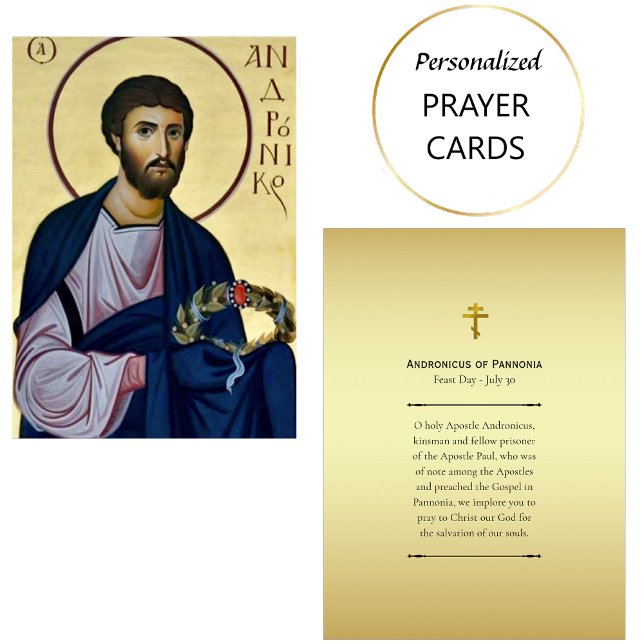 St. Andronicus of Pannonia Orthodox Prayer Card Placeringskort (Skapare uppladdad)
