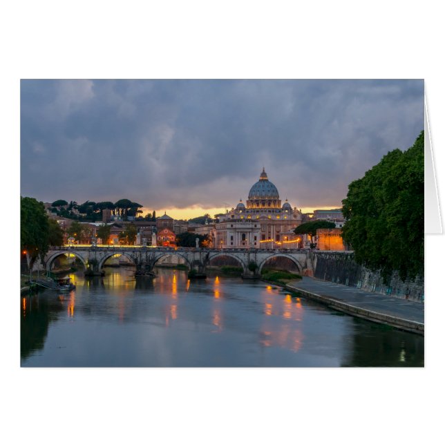 St. Angelo Bridge, St. Peter's Basilica, Rom Hälsningskort (Framsidan Horizontal)