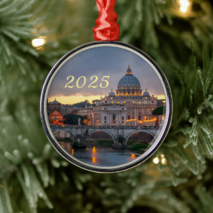 St. Angelo Bridge, St. Peter's Basilica, Rom Julgransprydnad Metall