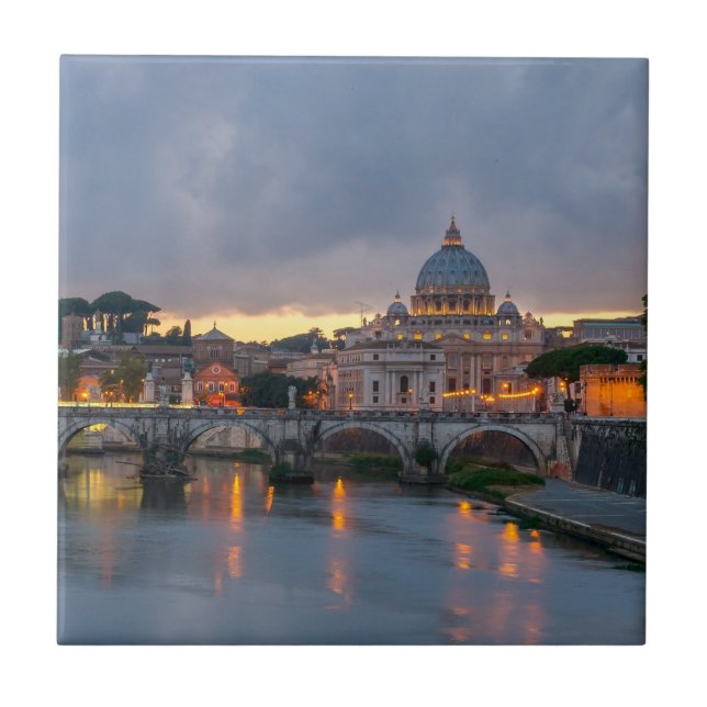 St. Angelo Bridge, St. Peter's Basilica, Rom Kakelplatta (Framsidan)