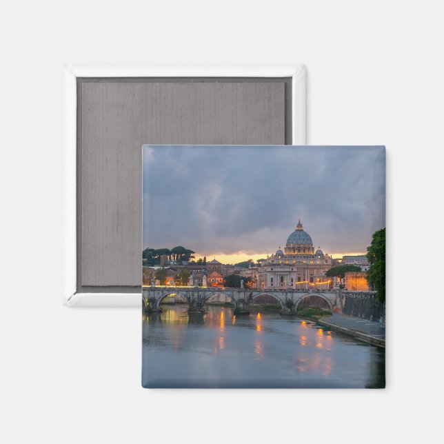 St. Angelo Bridge, St. Peter's Basilica, Rom Magnet (Front/Back)