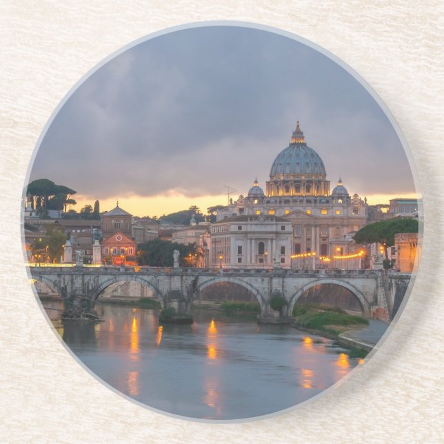 St. Angelo Bridge, St. Peter's Basilica, Rom Underlägg Sandsten (Framsidan)