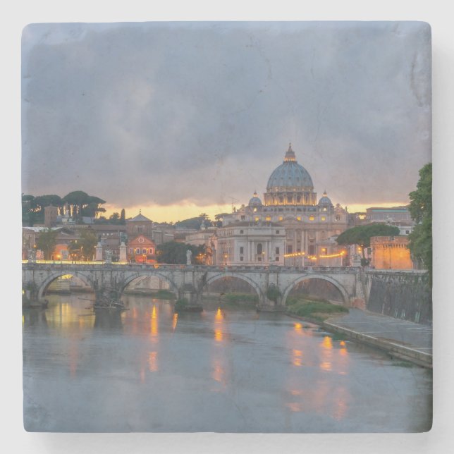 St. Angelo Bridge, St. Peter's Basilica, Rom Underlägg Sten (Framsidan)