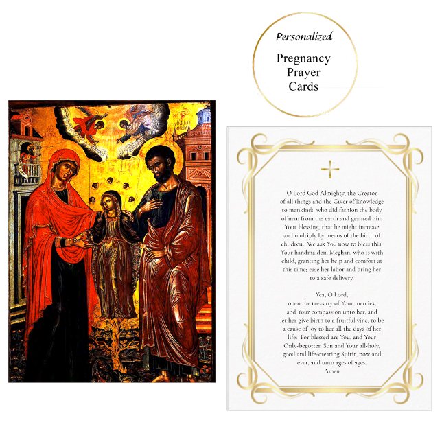 St. Anna, Joachim, Theotokos Gravid Pray Card Placeringskort (Skapare uppladdad)