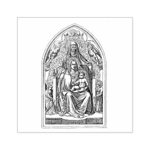 St. Anne med bläkt Virgin Mary Jesus katolik Stämpel