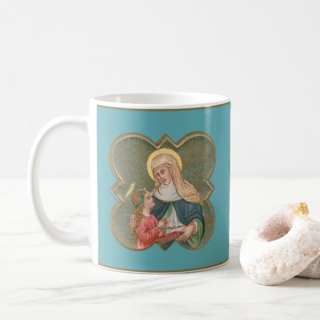 St. Anne och BVM i en Barbed Quatrefoil (BK67) Kaffemugg (Med munk)