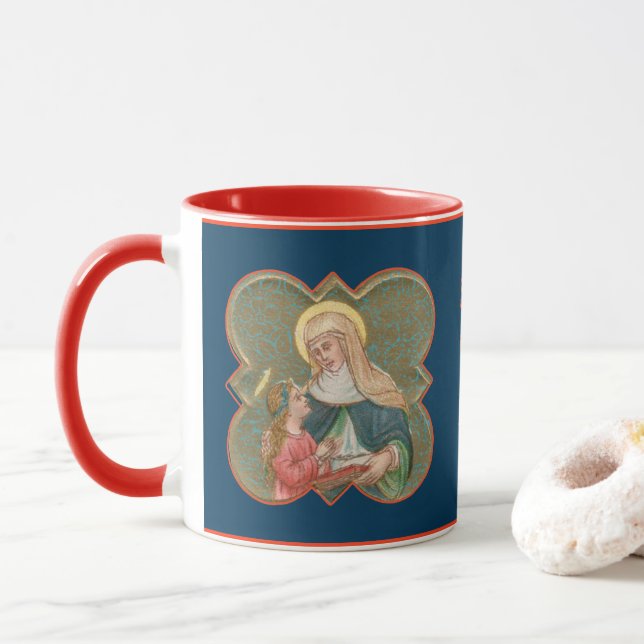 St. Anne och BVM i en Barbed Quatrefoil (BK67) Mugg (Med munk)