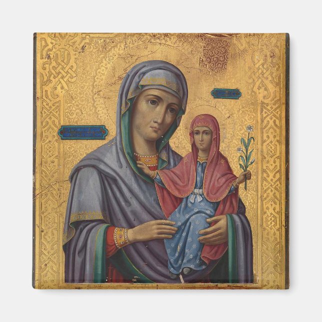 St. Anne och Theotokos Orthodox Christian Icon Magnet (Framsidan)