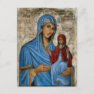 St. Anne och Theotokos Orthodox Christian Icon Vykort