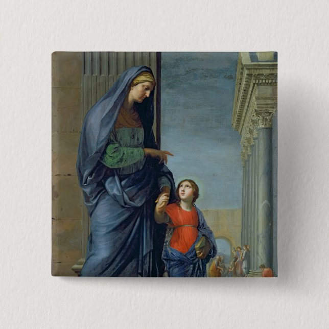 St Anne som leder oskulden till tempelet Knapp (Framsida)