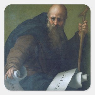 St. Anthony Abbot (c.251-356) c.1518-19 (olja på c Fyrkantigt Klistermärke