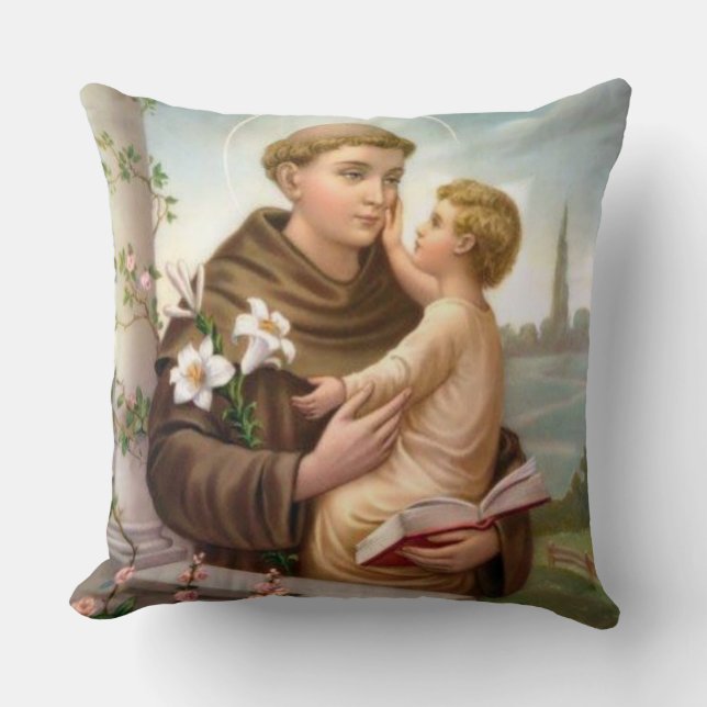 St Anthony av den Padua babyen Jesus Kudde (Framsida)