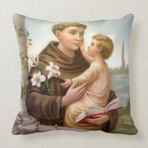 St Anthony av den Padua babyen Jesus Kudde