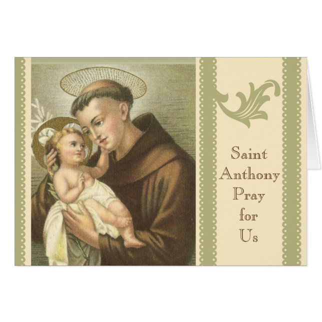 St Anthony av Padua med den babyJesus bönen Hälsningskort (Framsidan Horizontal)