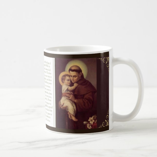 St Anthony av Padua med den babyJesus bönen Kaffemugg (Höger)