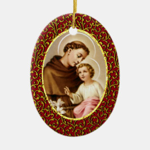 St Anthony av Padua personifierar bakgrundsfärg Julgransprydnad Keramik