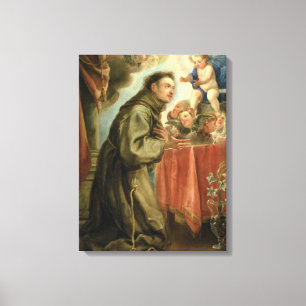 St Anthony av Padua som älskar Kristusbarnet Canvastryck
