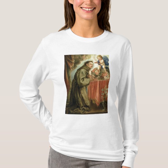 St Anthony av Padua som älskar Kristusbarnet T-shirt (Framsida)