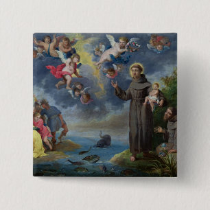 St Anthony av Padua som predikar till fisken Knapp
