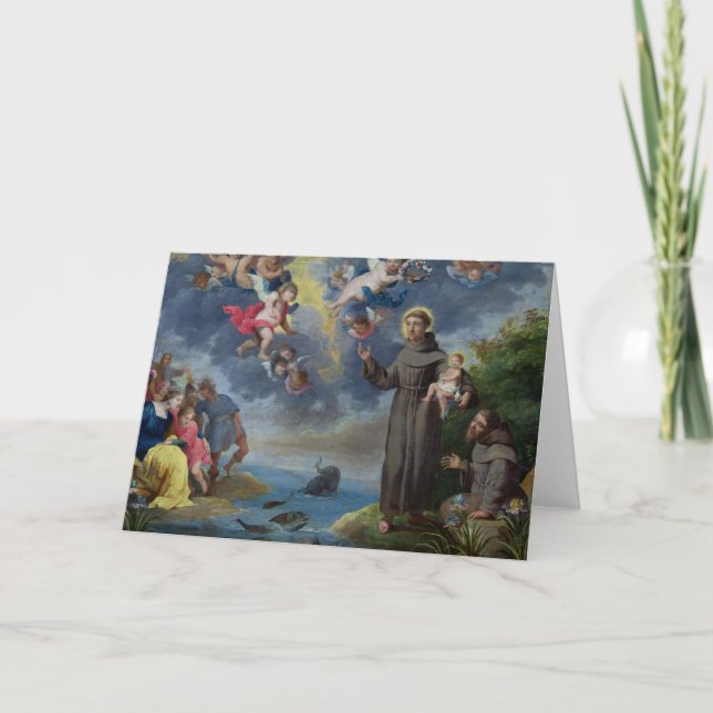 St Anthony av Padua som predikar till fisken Kort (Framsida)