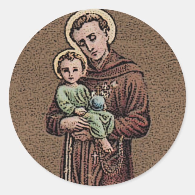 St. Anthony & Baby Jesus Runt Klistermärke (Framsida)