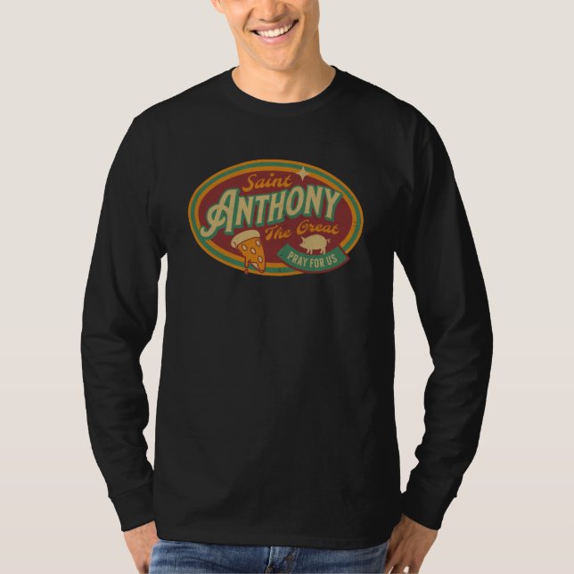 St Anthony Great Abbot Patron Saint Farmers Retro  T Shirt (Framsida)