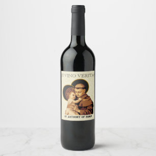 St. Anthony IN VINO VERITAS Vinflaska Etikett