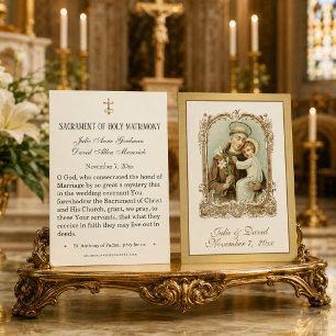 St. Anthony Jesus Elegant Guld Bröllop Favör Kort