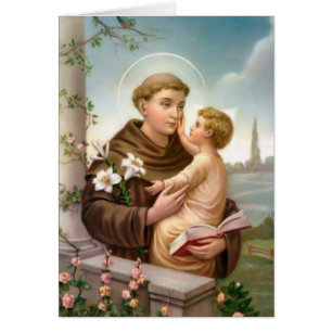 St Anthony Jesus katolskt beklagandetack Hälsningskort