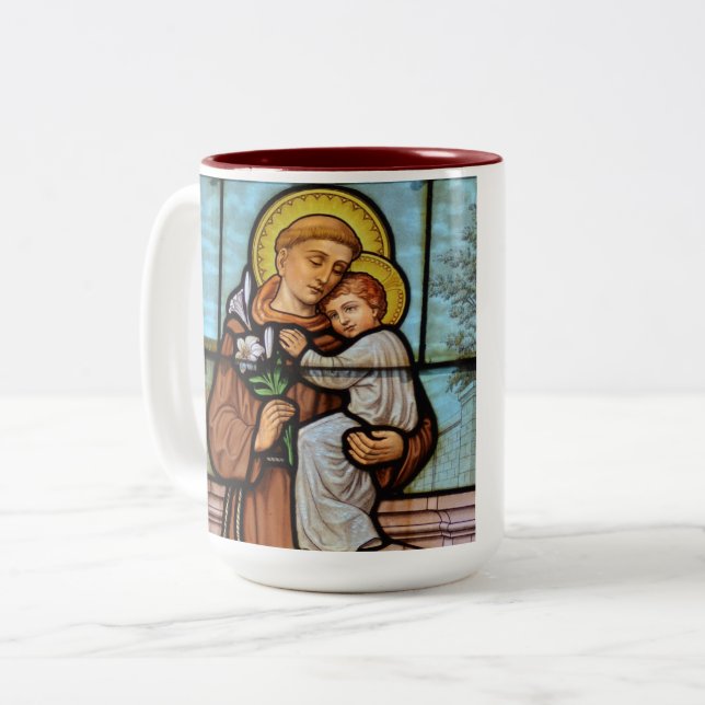 St. Anthony med baby Jesus Coffee Mugg (Framsida vänster)