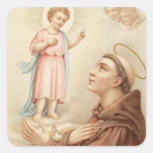 St. Anthony of Padua Baby Jesus Fyrkantigt Klistermärke