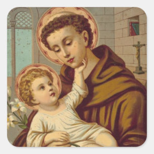 St. Anthony of Padua Baby Jesus Fyrkantigt Klistermärke