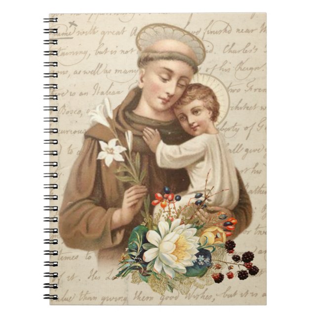 St. Anthony of Padua & Child Jesus Religiösa Anteckningsbok (Framsidan)