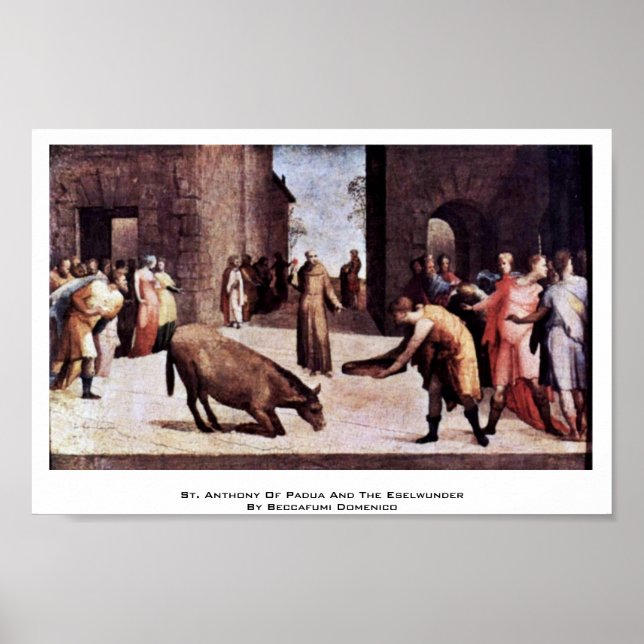 St. Anthony of Padua och Eselwunder Poster (Framsidan)