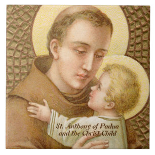 St. Anthony of Padua & the Jesus Child (JM 05) Kakelplatta
